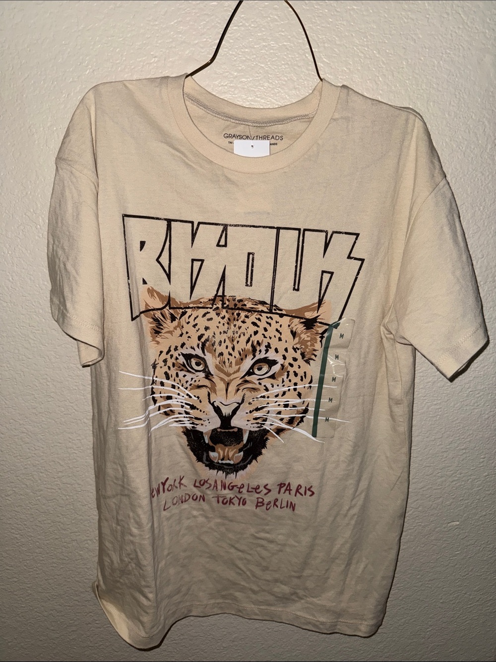 Grayson Threads Cream Graphic Short Sleeve Tee with Leopard Print